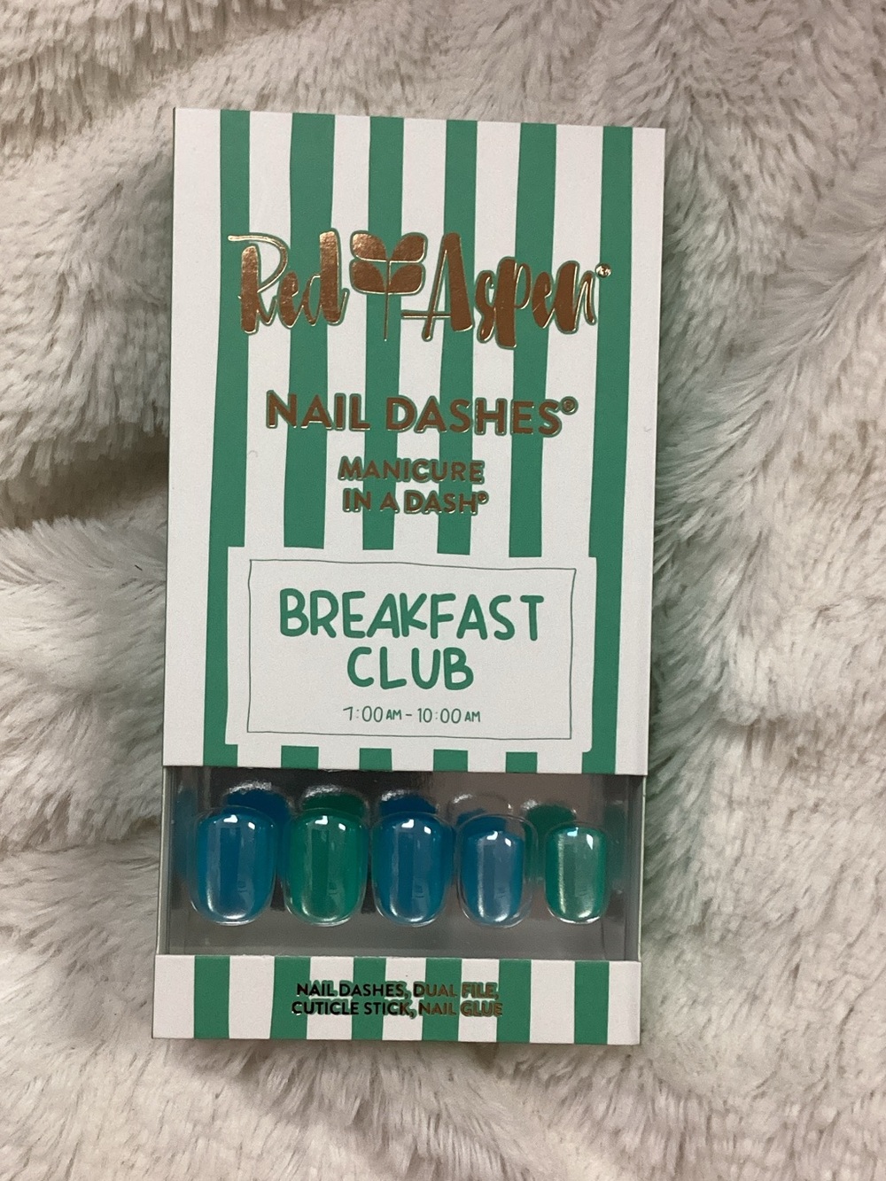 Red Aspen Nail Dashes Breakfast Club Press-On Nails - Blue & Green